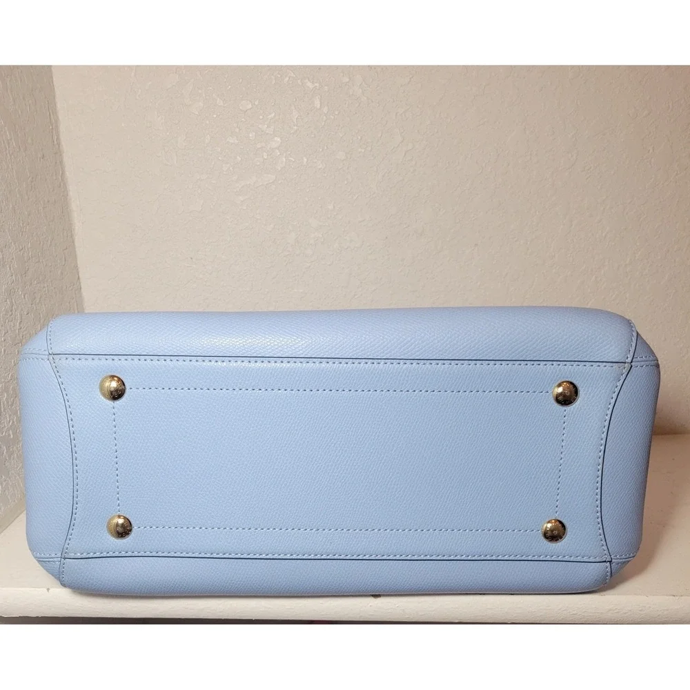Coach Woman's Small Margot Carryall Satchel Bag Crossgrain Leather - Light blue
